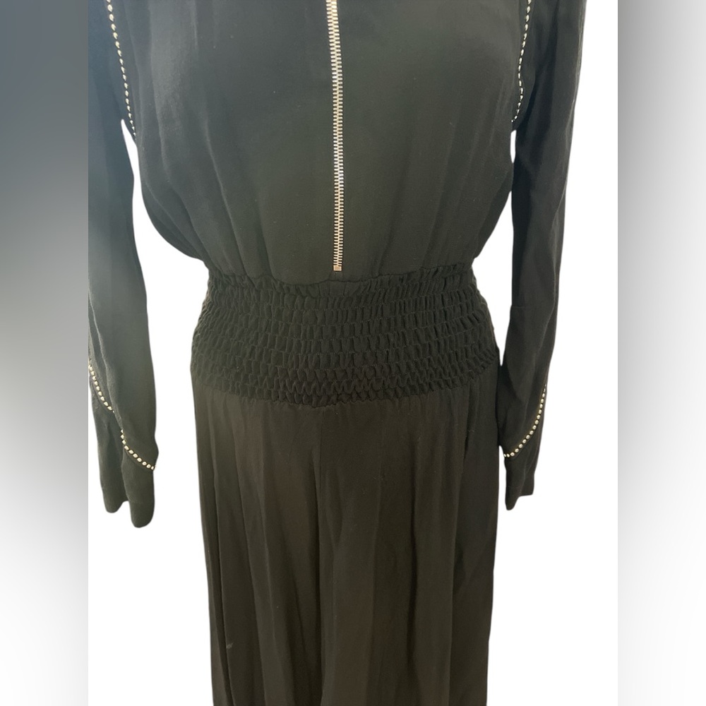 Maje rimage studded midi dress black handkerchief hem 1 waisted 36 small Zipper - Picture 4 of 12